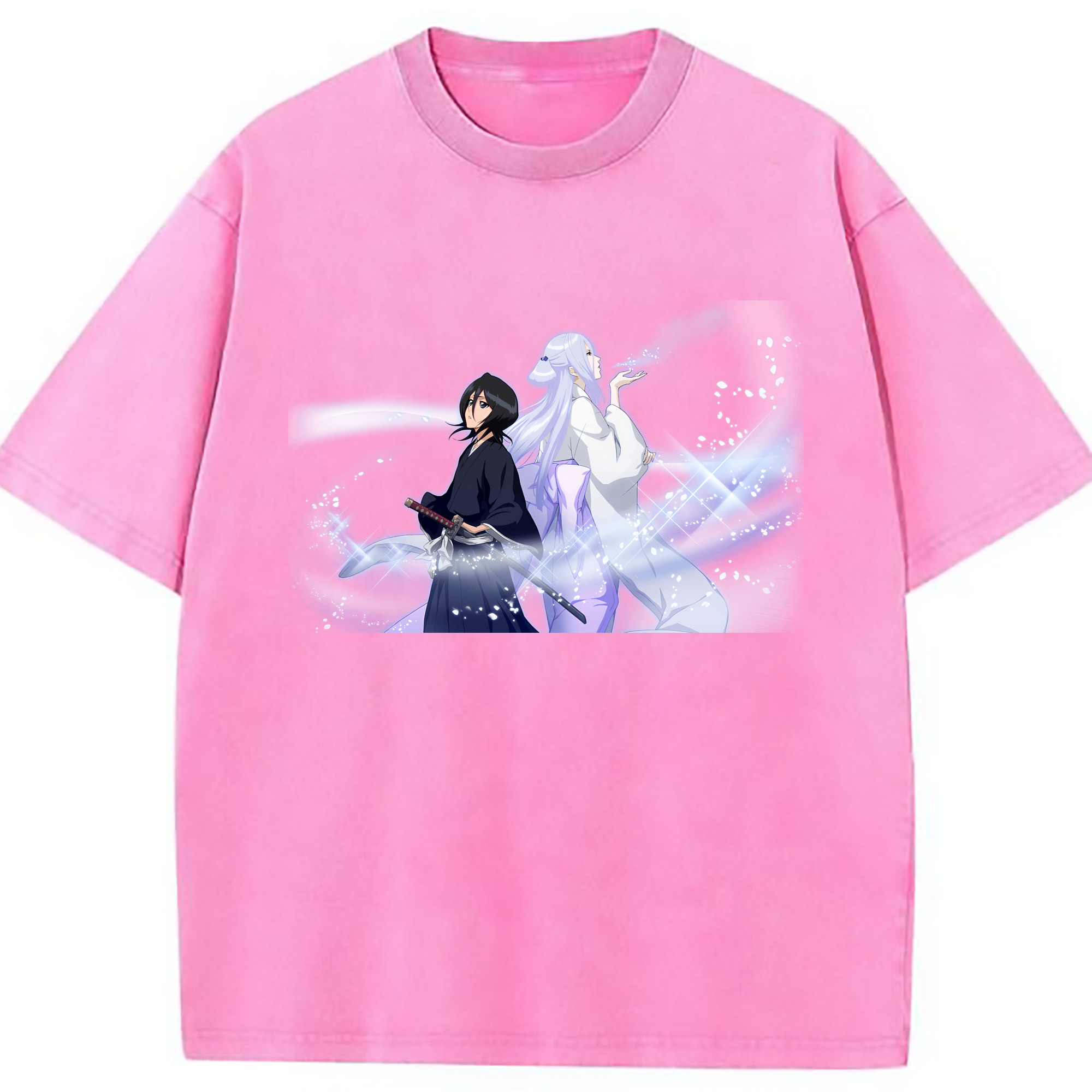 （画像用） ブリーチ 朽木ルキア BLEACH Kuchiki Rukia 綿100% ヴィンテージ風 半袖Tシャツ（フロントプリント）